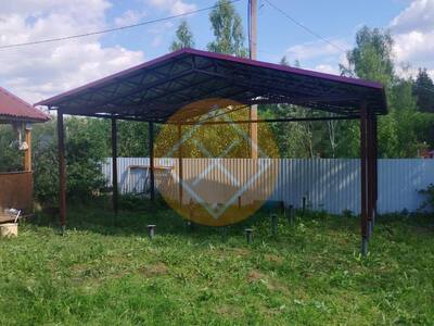 Двускатный навес с металлочерепицей для дачи