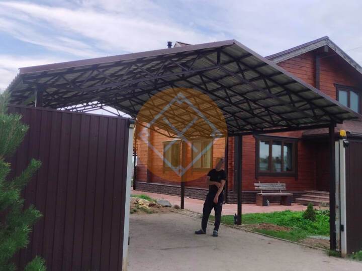 навес с двускатными фермами, кровля из профлиста МП-20